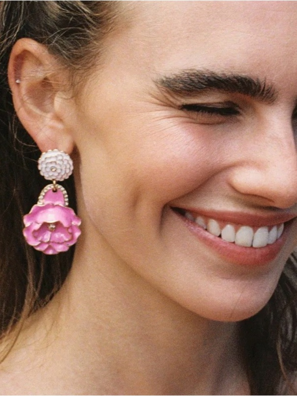 NWT 2026 ZARA ENAMELED Pink flower